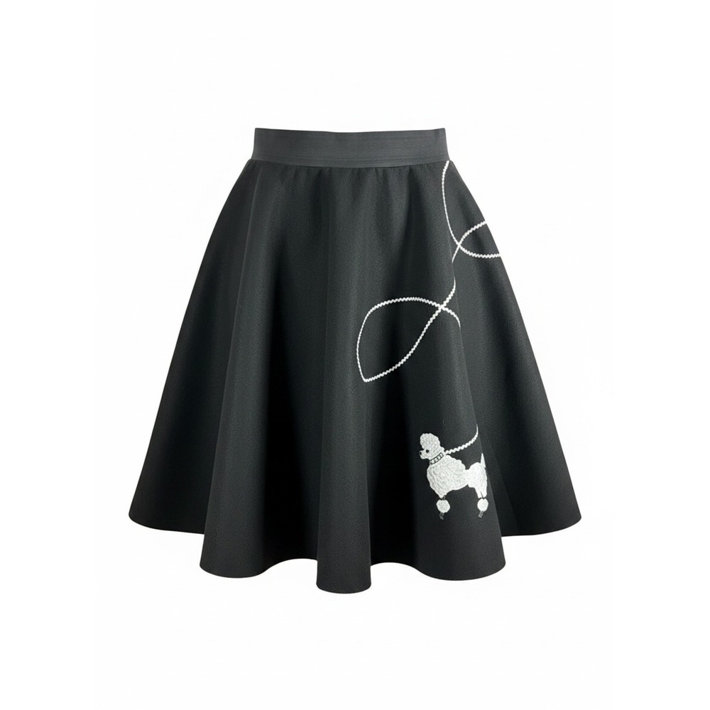 Vintage Style 1950s Black Poodle Skirt Rockabilly Retro 50s Costume Halloween